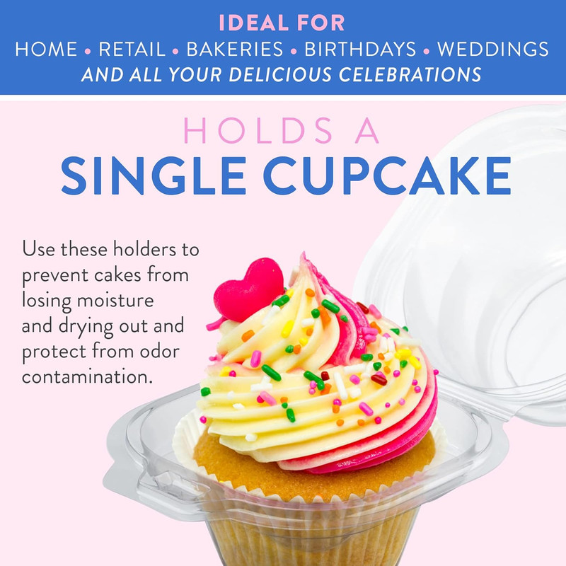 Individual Cupcake Containers (200 Pack) | Clear Plastic Disposable Cupcake Boxe gallery