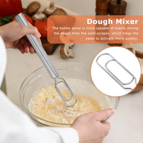 12” Danish Dough Whisk for Sourdough Starter,with Dough Scraper,Stainless gallery