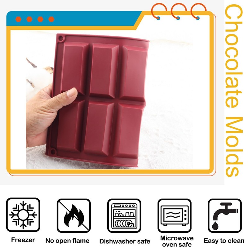 Deep Silicone Thick Chocolate Candy Bar Mold 12Cavity NonStick Food Grade gallery