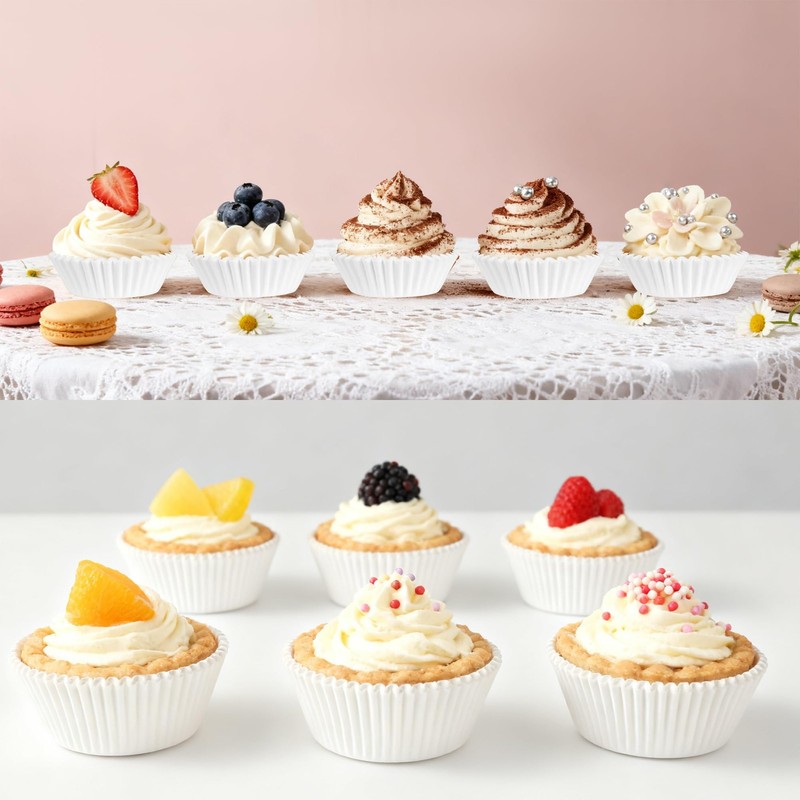 1000 Count White Paper Cupcake Liners, Standard Size 1.4 Inch, Unbleached Bak... gallery