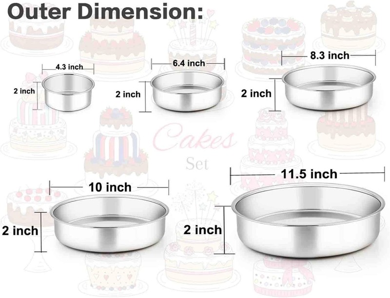 Juego De Moldes Para Pasteles Reposteria Antiadherente Redondos 4, 6, 8, 9.5''. gallery
