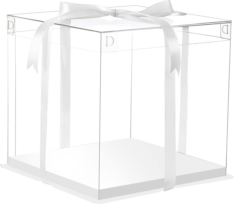 6Pcs Tall Cake Boxes Clear Cake Box with Ribbon, 12X12X 10Inch,Ideal for Large 1 gallery