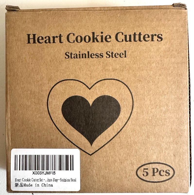 Heart Cookie Cutter Set 5 Pieces Stainless Steel Biscuit Cutters Valentine's Kit gallery