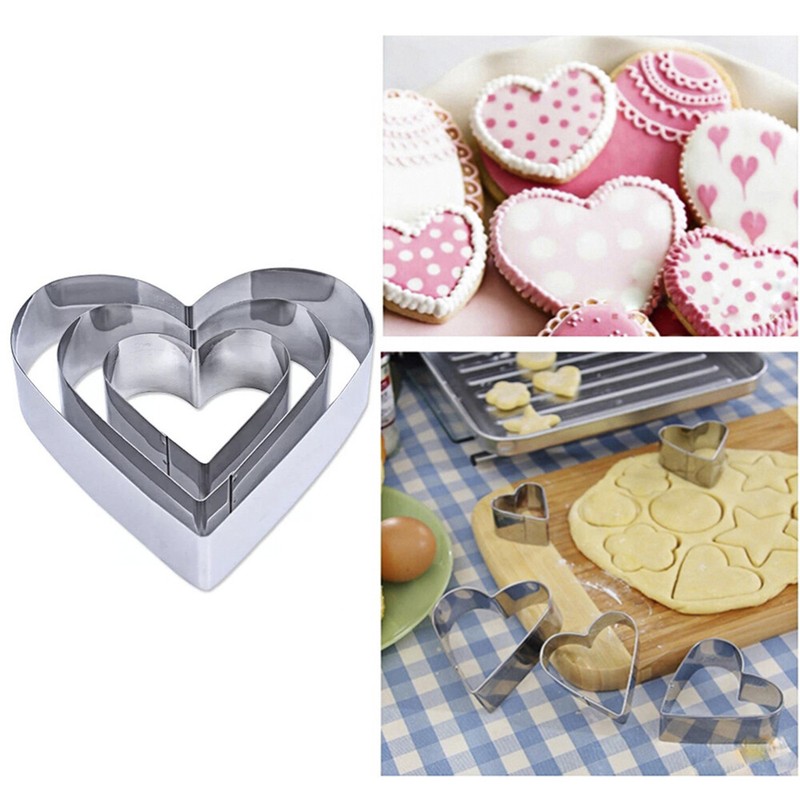 3PCS Reusable Biscuit Cutter Mini Heart Cookie Cutter Cookies Pastry Moulds gallery