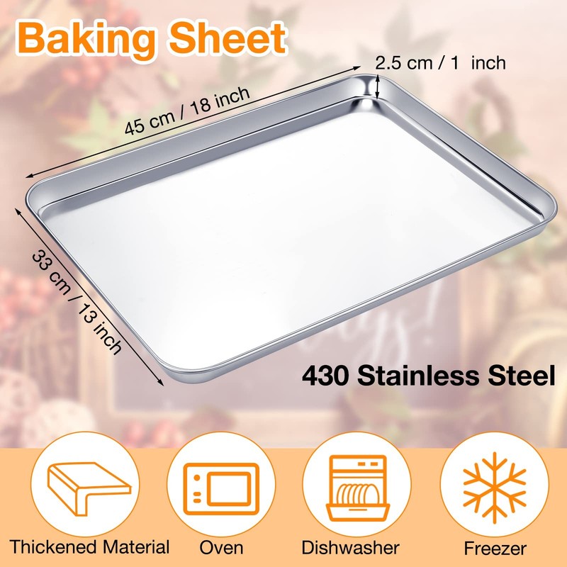 Mimorou 6 Pcs Baking Sheet Set Stainless Steel Cookie Sheet Cookie Baking Pan gallery