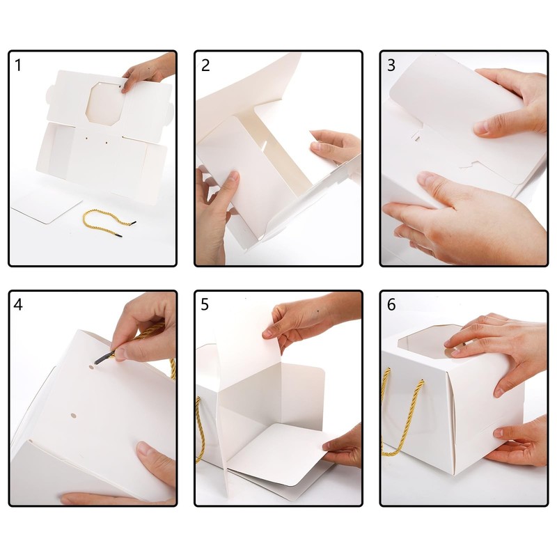 30 PCS Small Cake Box Window Handles 6x6x6 Inch White Bakery Boxes Boards gallery
