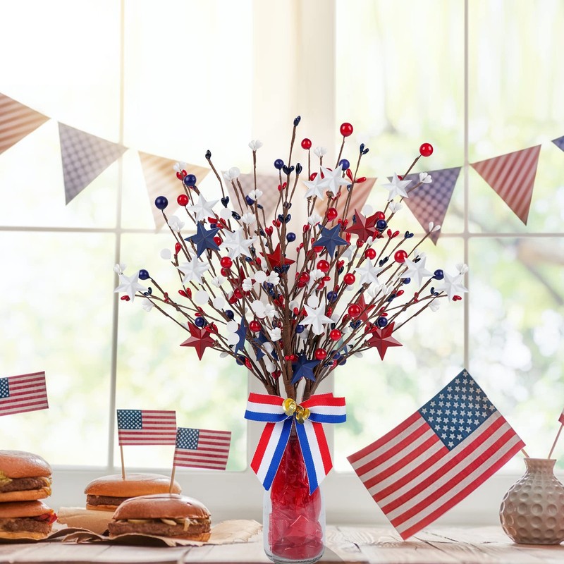 Shitailu 4 Pack Patriotic 14.6 inches tall, White Blue Red Stars gallery