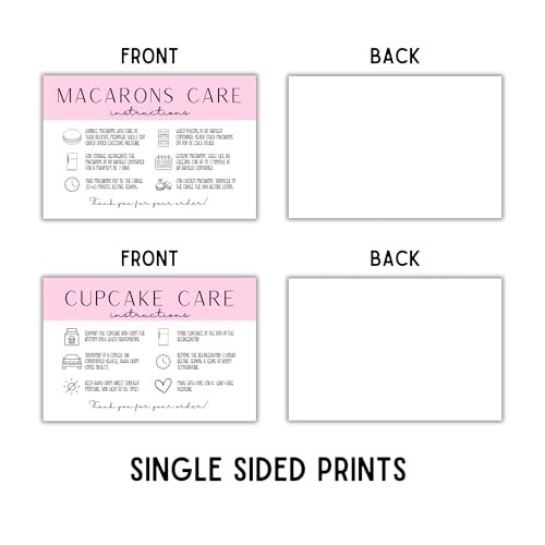 Bakery Care Instruction Cards 60pk 10 pcs Each Design 4x6” Cupcakes, gallery