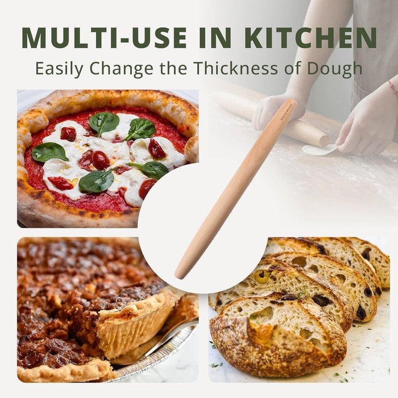 Premium Beech Wood French Rolling Pin - Versatile and Durable Baking Companion gallery