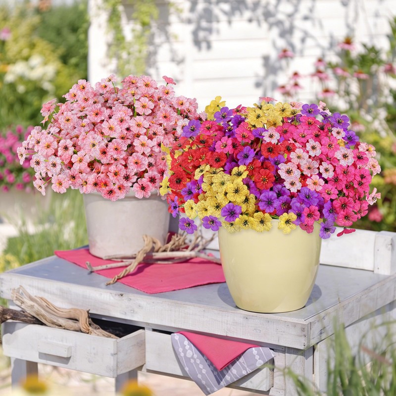 AmyHomie 20 Bundles Artificial Flowers for Outdoors, UV 20 PCS, Pure Multi gallery