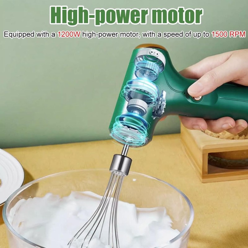 Hand Mixer,USB Rechargeable Detachable Electric Whisk Beaters with 3 Speed Mo... gallery