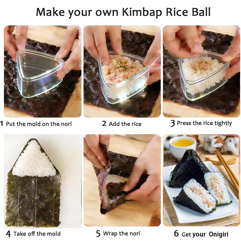 2PCS Clear Large Onigiri &Triangle Rice Ball Mold for Sushi – Non-Stick, BPA-Fre gallery