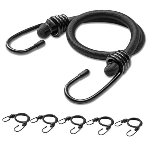 Aegero Bungee Cords with Hooks,6Pcs Heavy Duty Extra Strong 18inch Black