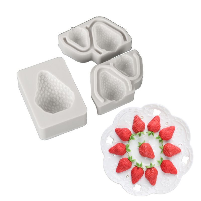 3 Pcs/Set Strawberry Fruit Silicone Mold Fondant Chocolate Candy Cake Clay Mould gallery