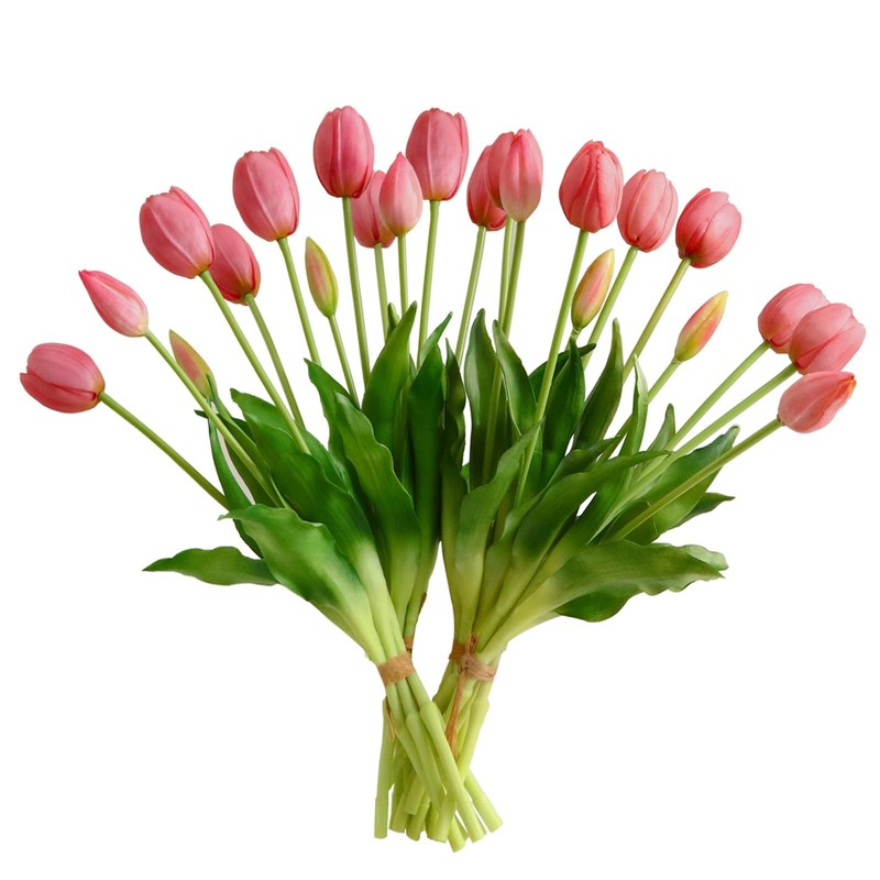 Dayhap Artificial Flowers 20Pcs Fake Tulips Real Touch Faux Latex Tulips