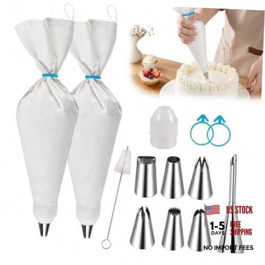 Reusable Piping Bags and Tips Set – 16″ Pastry Bags for Cake Decorating,