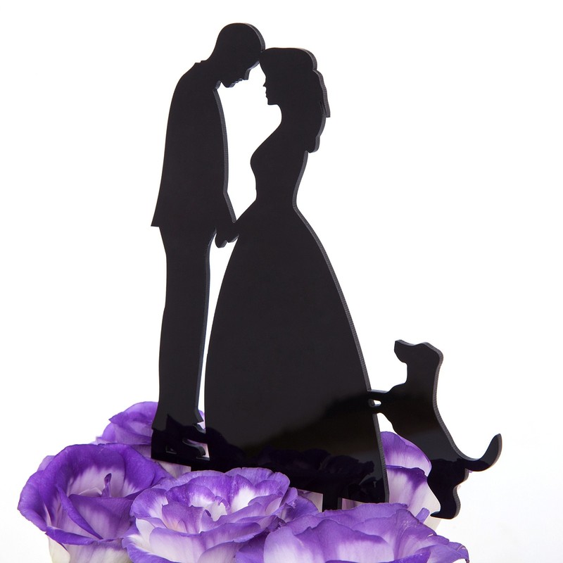 LOVENJOY Wedding Anniversary Cake Topper Bride and Groom with a Dog in Gift B... gallery