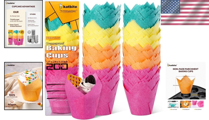 Disposable Tulip Cupcake Wrappers 200PCS - Easy Cleanup for Every Occasion gallery