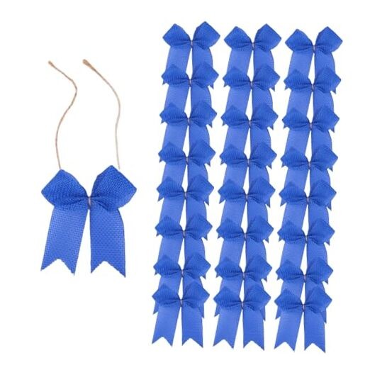 24 Pack Burlap Bows, Solid Color Mini Burlap Ribbon Bows for 3 Inch Royal Blue