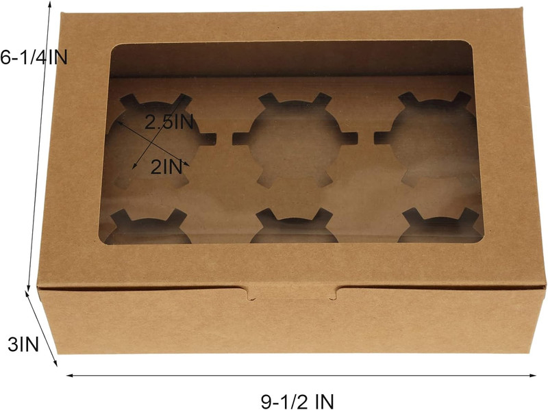 50 Pack Kraft Cupcake Box with Insert and Window Hold 6 Standard Cupcake, Food G gallery
