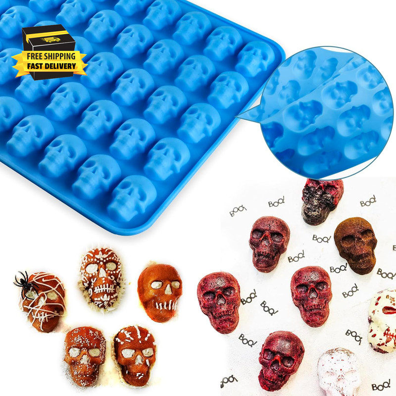 4Pcs Gummy Skull Chocolate Molds, Gummy Skull Candy Molds, Non-Stick Silicone Ca gallery
