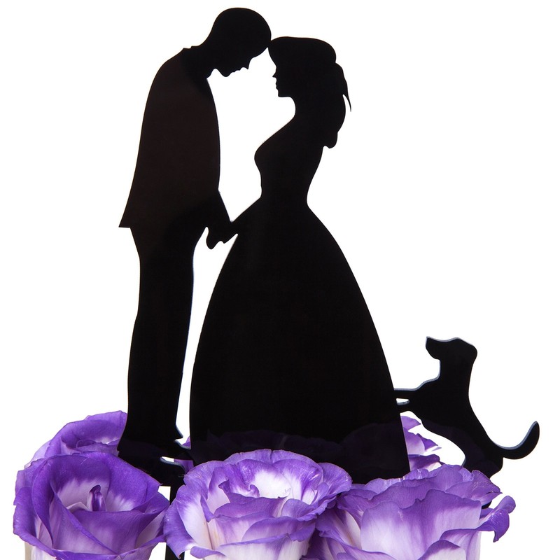 LOVENJOY Wedding Anniversary Cake Topper Bride and Groom with a Dog in Gift B…
