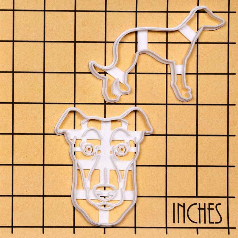 Greyhound Cookie Cutters Set - dog face portrait treats birthday adoption rescue gallery