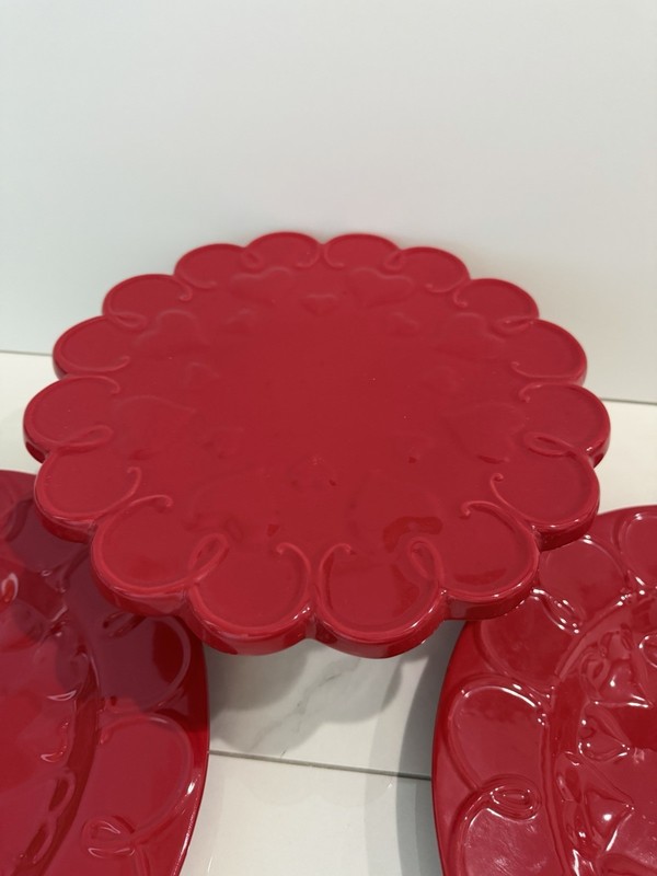 New Red Valentines Heart Cake Stand Cupcake Display And Two Circle Platters gallery