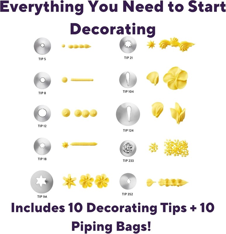 Ultimate 20-Piece Cake Decorating Kit - Stainless Steel Tips & Icing Bags gallery