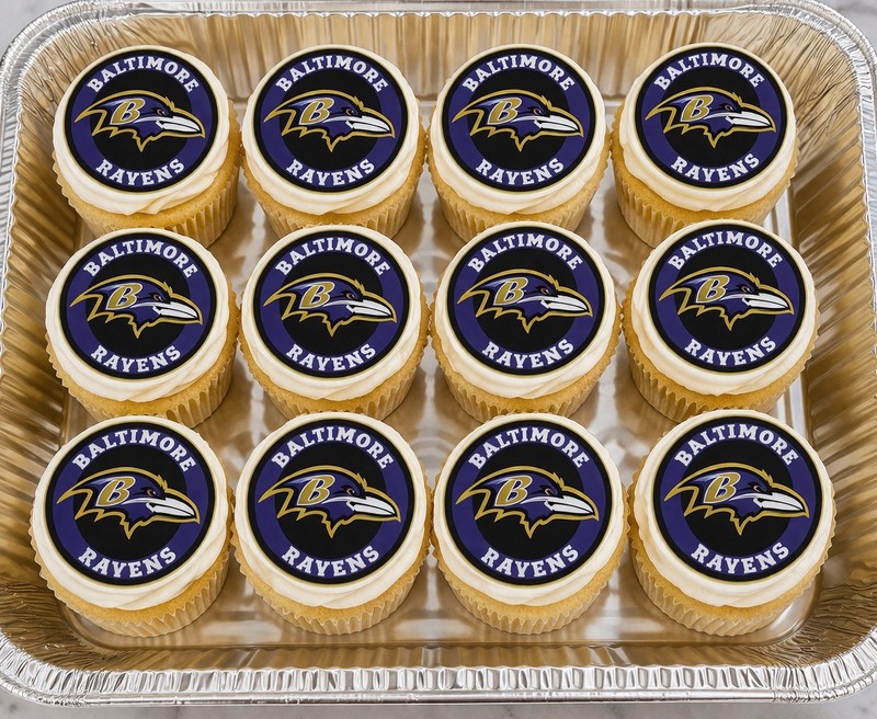 12 count Baltimore Football Edible Image rounds OR 1 cake, Wafer paper, pre cut