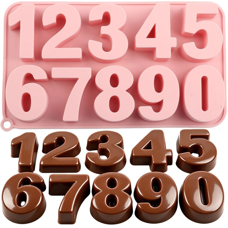 10 Cavity Number Silicone Candy Molds 0-9 Digital Chocolate Birthday Cake