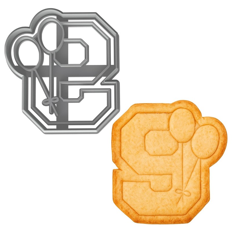 Number 9 with Balloons Cookie Cutter 4x3.63" for Baking & Fondant Clay Gifts gallery