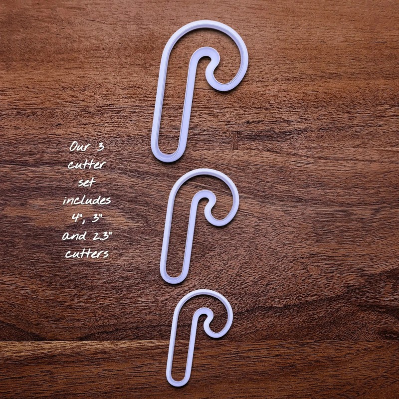 Candy Cane Cookie Cutter Stamp Set: 2" to 10" Xmas Holiday Baking Craft Mold gallery