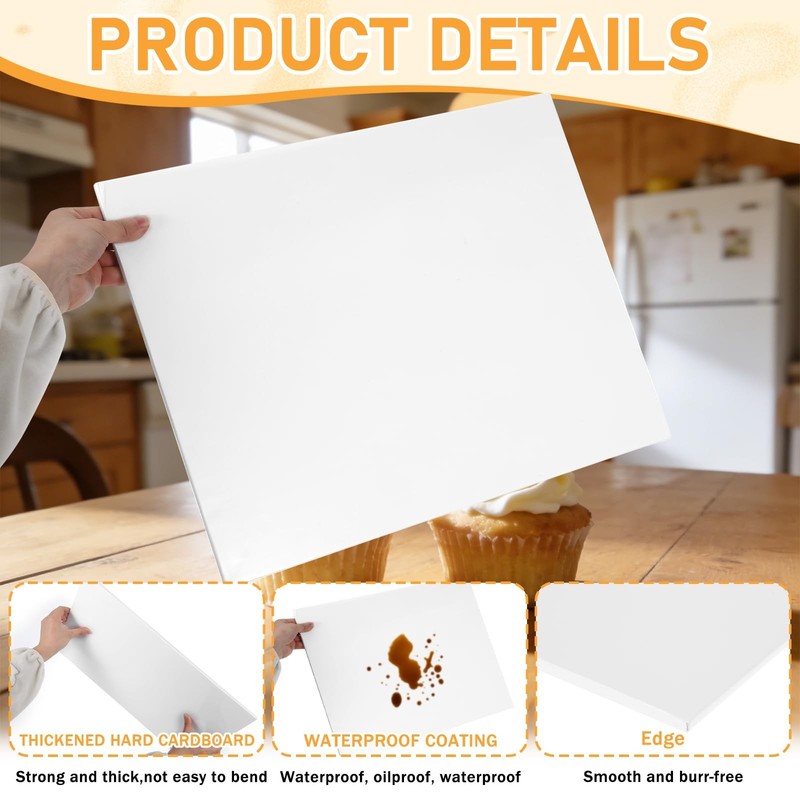 12 Pcs Half Sheet Cake Board Rectangle, 1/4 Inch Thick Foil Corrugated Plate ... gallery