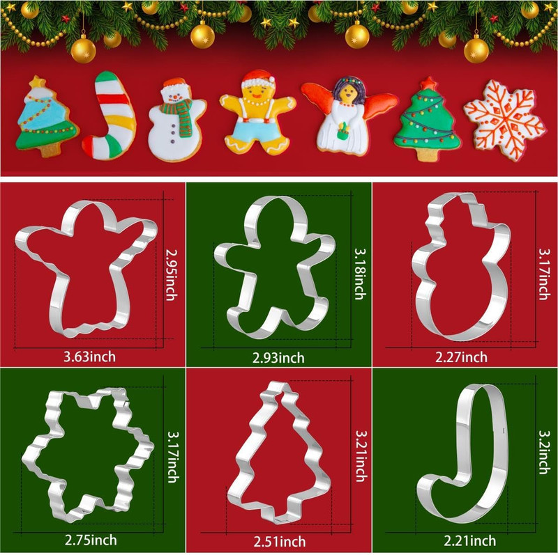 6-Piece Stainless Steel Christmas Cookie Cutter Set - Holiday Shapes gallery