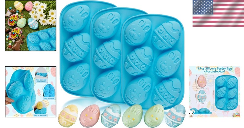 Versatile 3PCS Non-Stick Easter Egg Molds for Creative Baking & Decorating gallery