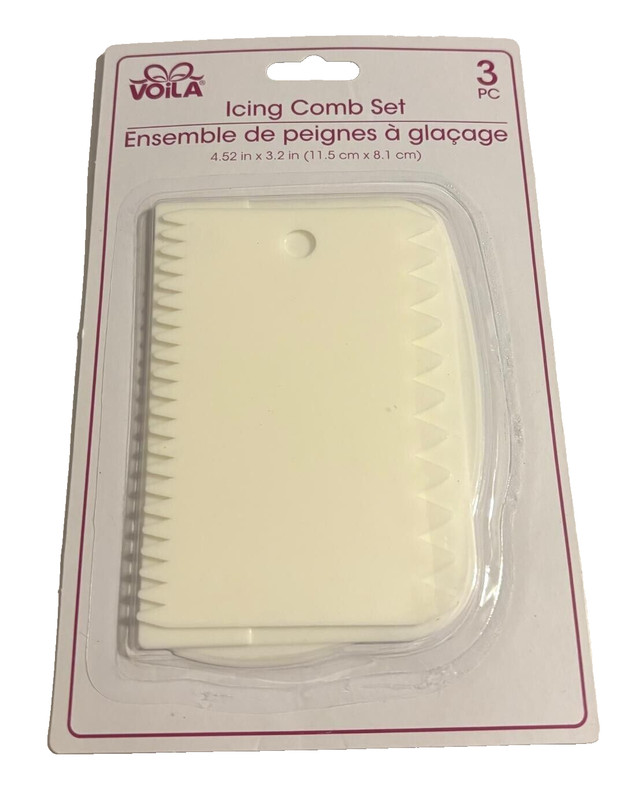 Icing Comb Set of 3 Voila Brand cake decorating tool scrape shape smooth plastic