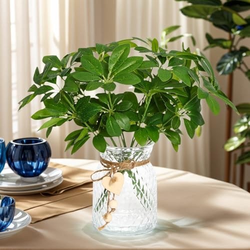 1 Set Artificial Plants Glass Vase Fake Touch Plants for Spring Office Green gallery