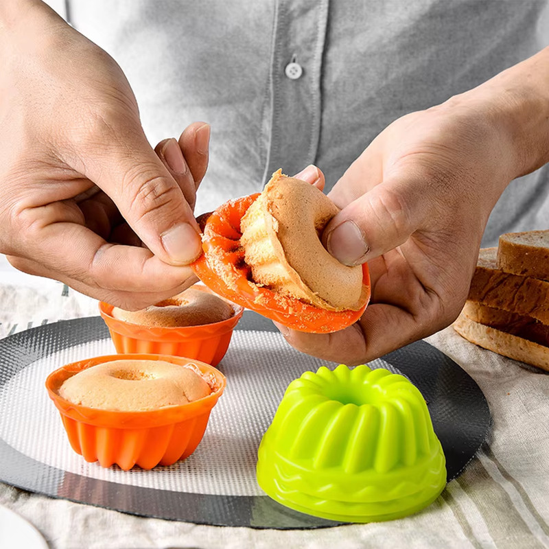 6Pcs Silicone Cake Molds Muffin Cake Cups Egg Tart Cupcake Dessert Baking Mold B gallery