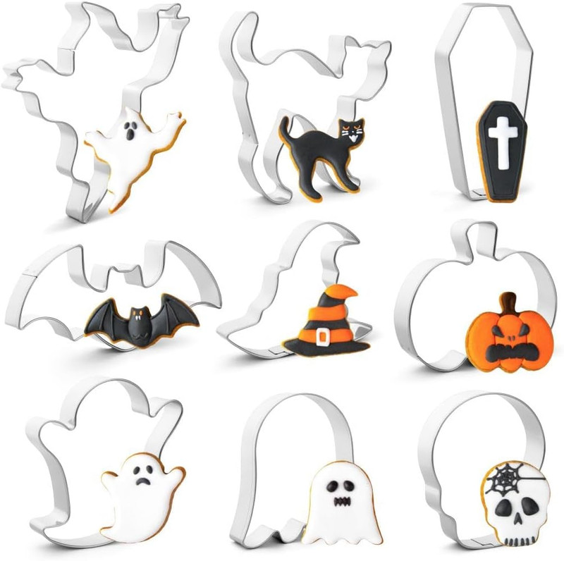 Halloween Cookie Cutters Set,9 Piece Stainless Steel Metal Halloween Cookie Cutt