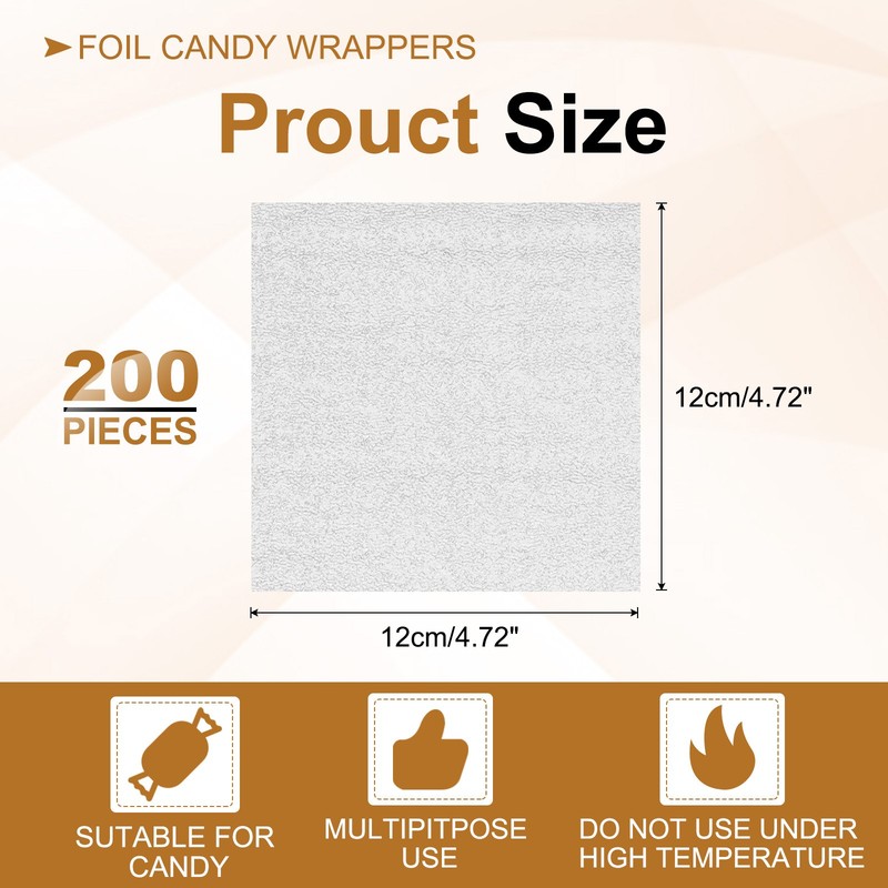 200 Pcs 5x5 Inch Foil Candy Wrappers Chocolate Wrapping Paper Dark Silver gallery