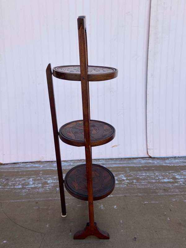 Vintage Haitian Traditional Mahogany Pastry Stand gallery