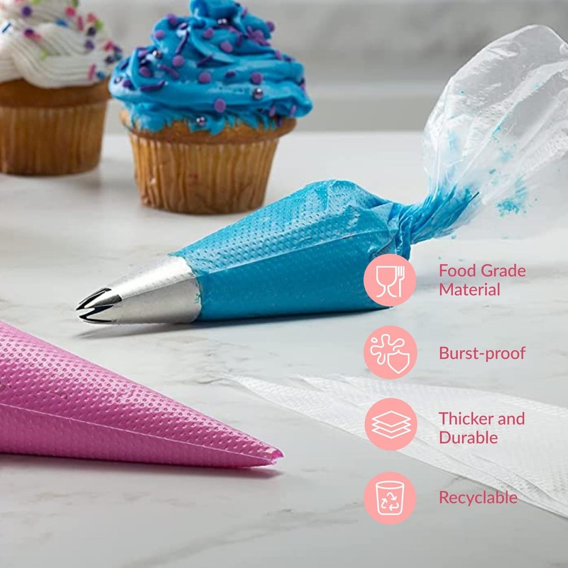 Set of 200 - Anti Burst Piping Bags 12 Inch - Tipless Icing Bags - Durable Fr... gallery