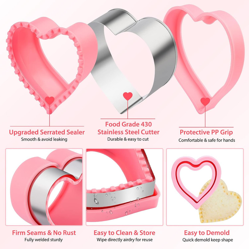 Heart Cookie Cutters Set,6 Pcs Uncrustables Maker Bread Cutters Heart Shapes DIY gallery