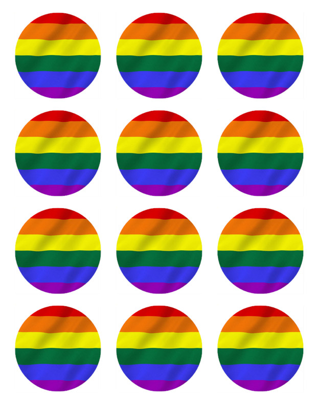 Rainbow Flag Edible Cupcake Toppers Icing Pride Day Cake Decorations (1 Size)