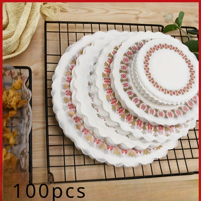 100x Floral Round Fried Food Pads Doilies Paper Lace Placemats Disposable Safety gallery