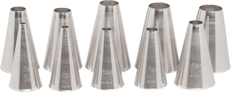 810 10 Piece Plain Tube Set Stainless Steel Pastry Tips Sizes gallery