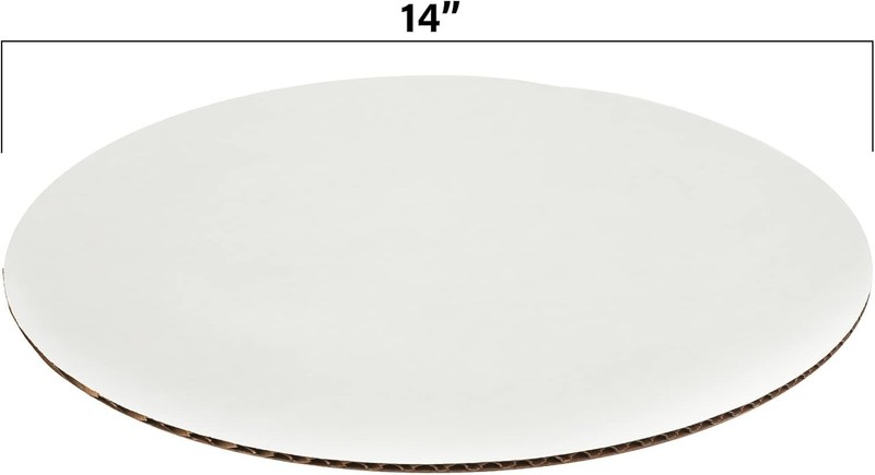 Sturdy Corrugated 14 Inch White Cake or Pizza Circle for Displaying Cakes by MT gallery