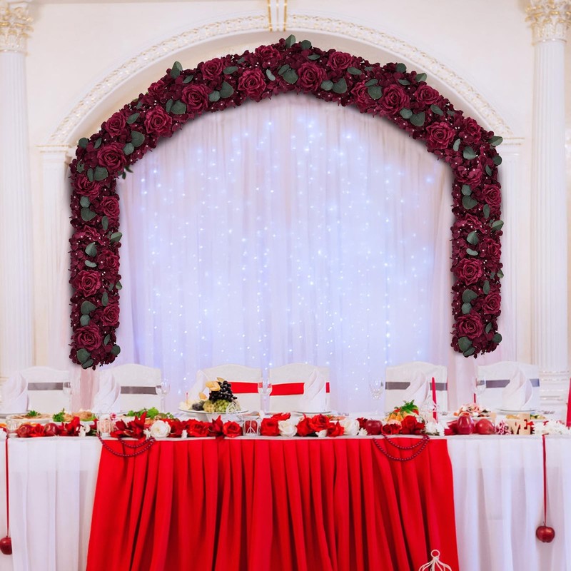 DIYDOFUN Pack of 4 Artificial Flower Wedding Arch Decorations, 18 inch Floral Ce gallery
