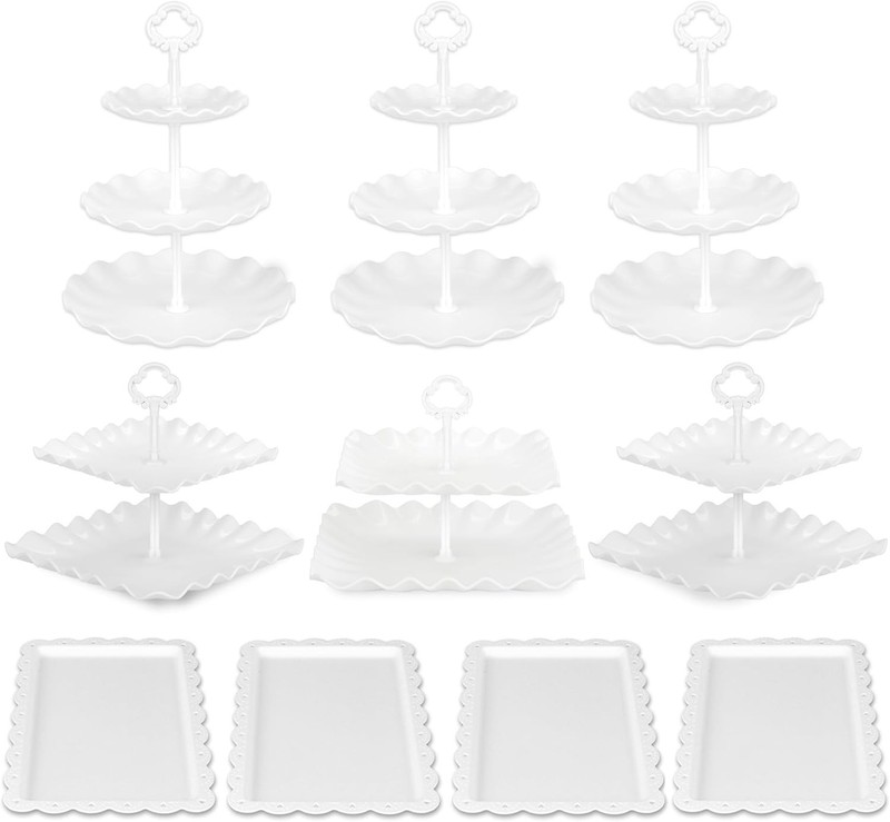 Pack of 11 Cake Stand Set, with 3 x Two-Tier and 3 x Three-Tier Cupcake Stand... gallery